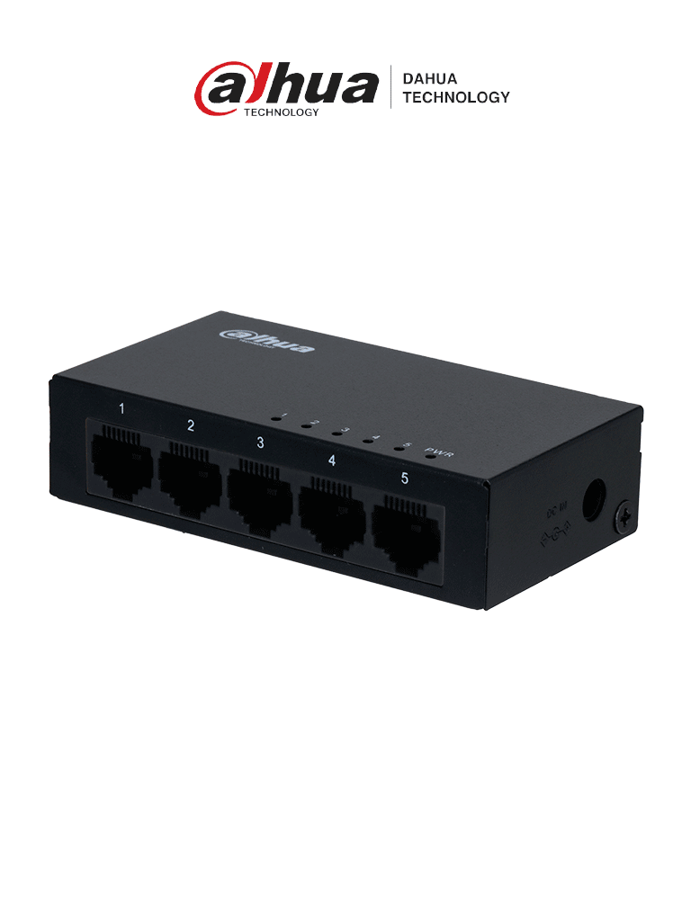 DAHUA PFS3005-5GT - Switch Gigabit de 5 Puertos No Administrable/ Capa 2/ 10/100/1000 Base-T/ Carcasa Metalica/ Switching 10G/ Tasa de Reenvio de Paquetes 7.44 Mbps/ Memoria Bufer de Paquetes 1Mb/ Con Proteccion de Descargas/ #SwitchDpxv