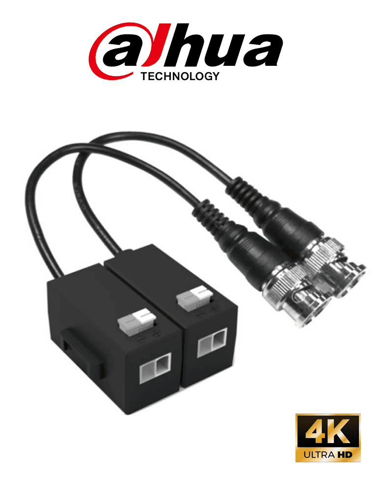DAHUA DH-PFM800-N - Par de transceptores pasivos HDCVI 4K / 1 canal de transmisión de video / 720P hasta 400m (1312.34ft) 1080Phasta 250m(820.21ft) / UTP CAT 5E & CAT6 / Anti intertferencia hasta 60db / Compatible con formatos HDCVI, AHD, TVI y CVBS